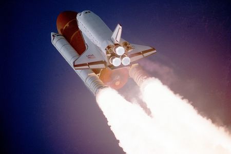 Atlantis launches on the STS-27 mission, December 1988.