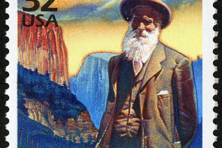 Muir, known as the "Father of National Parks" is honored in this 1998 stamp as a pioneer for nature preservation. 