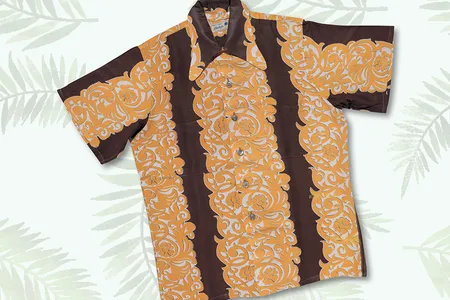 One of designer Ellery Chung's famous King-Smith shirts, featuring a Tahitian print. 