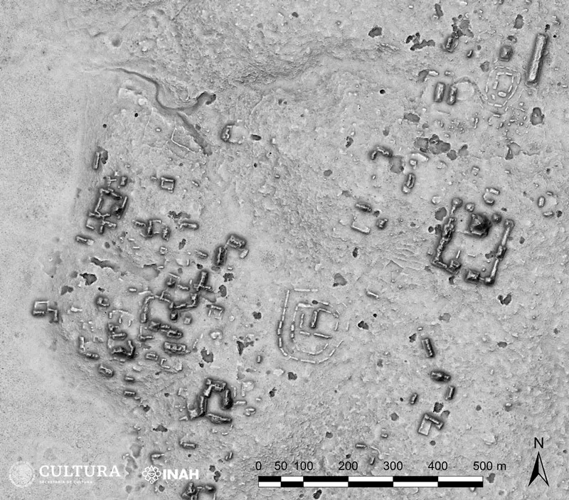 A light detection and ranging (lidar) scan of the site