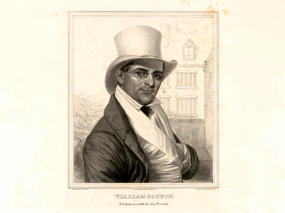 Lithograph drawing of William Costin