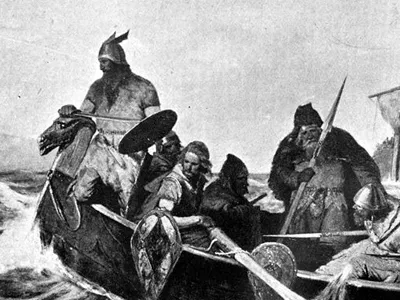 Vikings sailing to Iceland