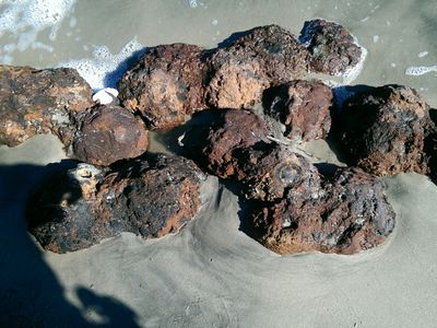 A set of Civil War-era cannonballs were uncovered on a South Carolina beach after Hurricane Matthew.