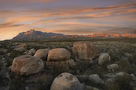 Boulders in front of Guadalupe Mountains