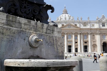 A drinking fountain next to St. Peter's square after the Vatican began shutting down its fountains due to Italy's drought.