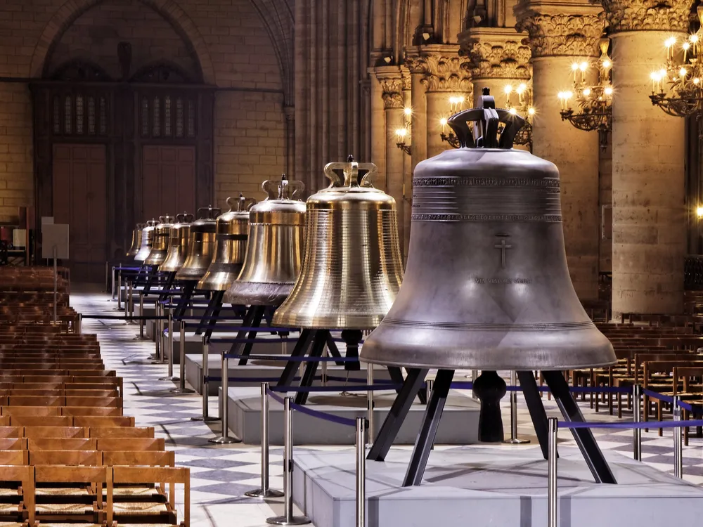 Giant bells lined in a row
