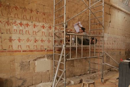 Archaeologist Anastasiia Stupko-Lubczynska at work in the Chapel of Hatshepsut.