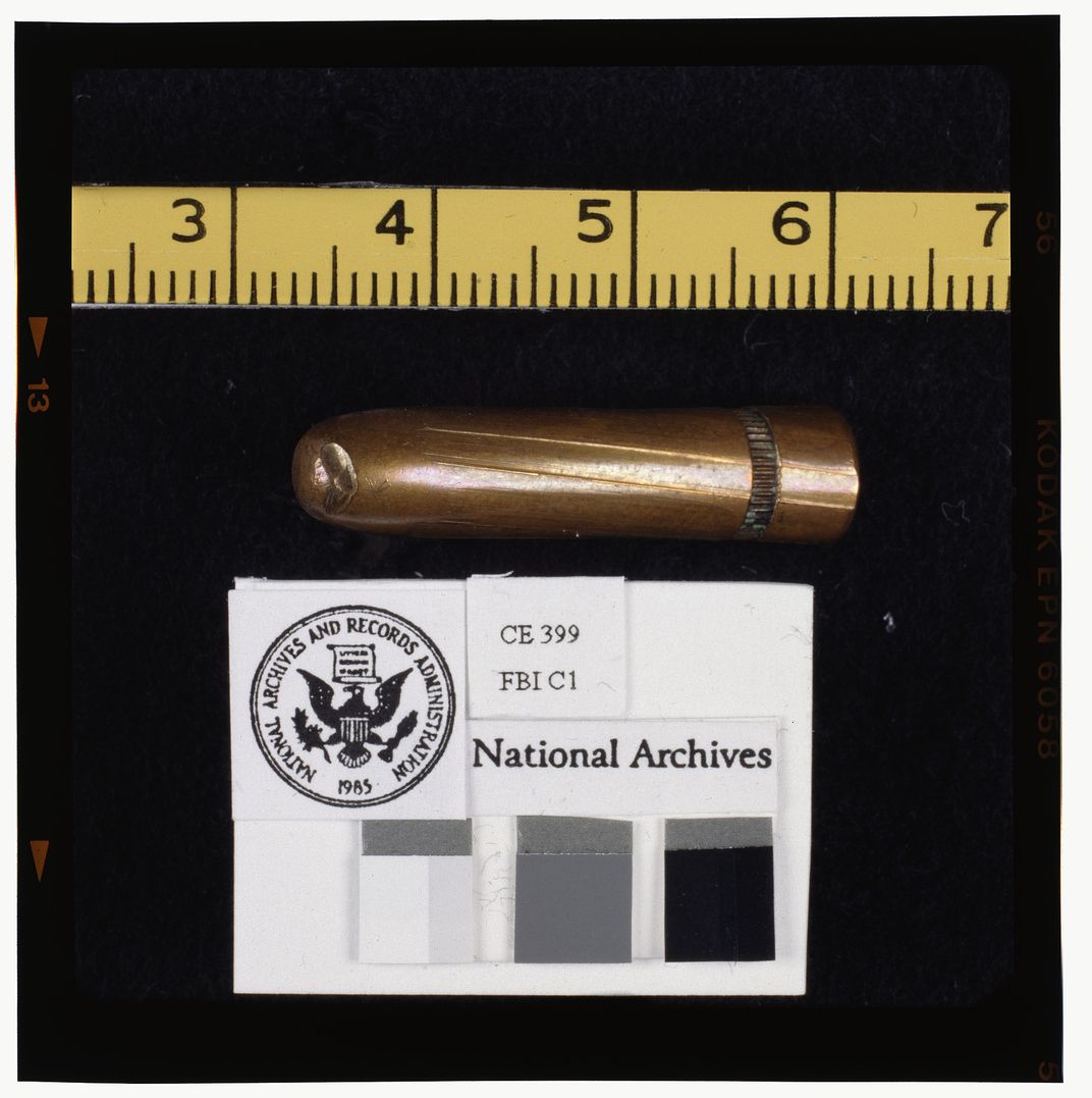 The bullet found on a stretcher at Parkland Memorial Hospital in Dallas, Texas