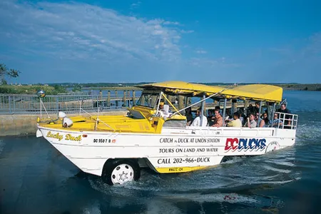 These days a million U.S. tourists each year (like these in the nation's capital) get a DUKW's-eye view of local landmarks.