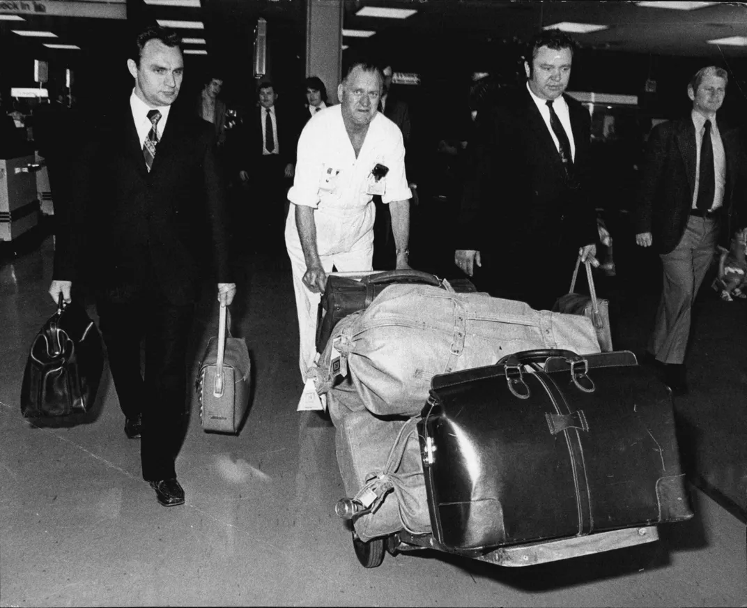 Two Russian diplomatic couriers in airport