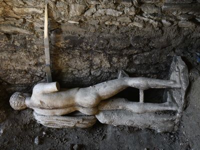 Archaeologists Stumble Upon Marble Statue of Greek God in Ancient Sewer image