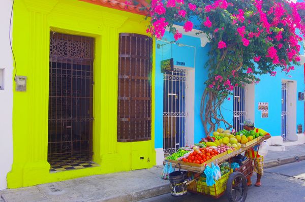 Fruit vendor in historic Cartagena Colombia thumbnail