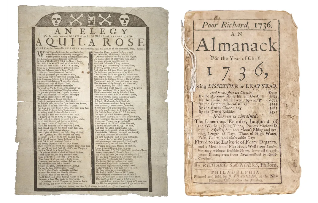 Elegy for Aquila Rose and Poor Richard's Almanack
