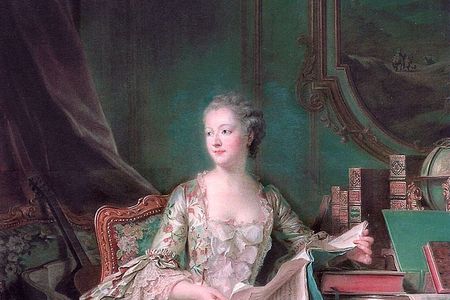 Portrait of the Marquise de Pompadour by Maurice Quentin de La Tour, between 1748 and 1755, currently at the Louvre Museum.