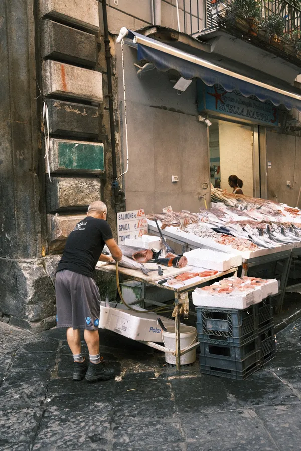 Market Life in Naples: Fish Stand at Noon thumbnail