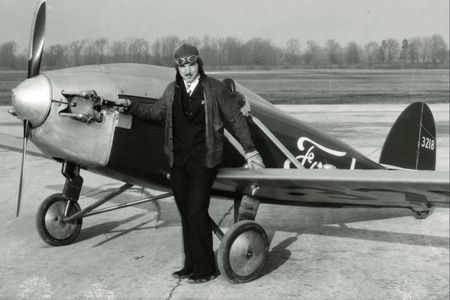 Harry Brooks and the flying Flivver at Ford Airport in December 1927.