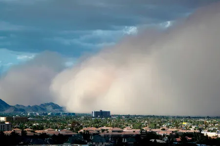 A large dust storm, or haboob, sweeps across downtown Phoenix on July 21, 2012.