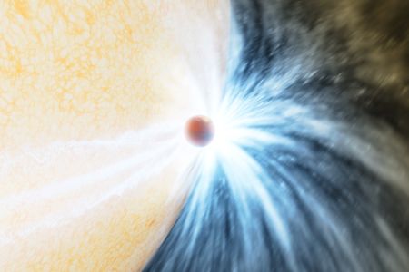 An artist&#39;s impression of a doomed planet skimming the surface of its star.