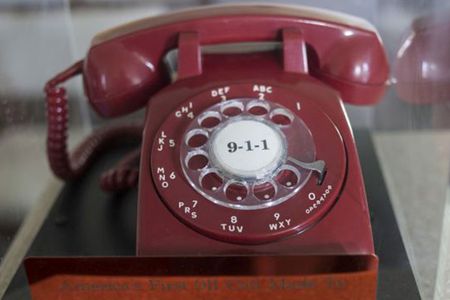 The phone that made the first 9-1-1 call in the U.S. is still in Haleyville, Alabama, now on display in the town's City Hall.