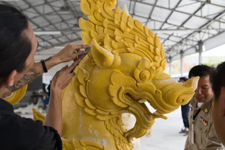 Construction of the royal pyre in Sanam Luang for King Bhumibol Adulyadej's cremation continues in preparation for the funeral in late 2017.