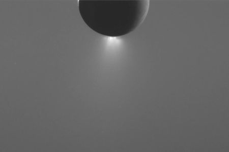 The plume of Enceladus, as seen by Cassini last May.