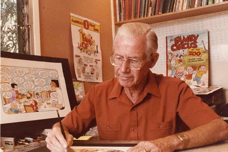 Cartoonist Bil Keane in his studio in 1990.
