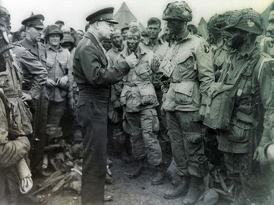 Eisenhower meeting troops