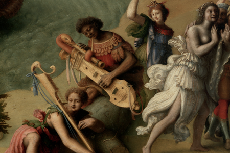 A black musician seen in Piero di Cosimo's Perseus Frees Andromeda, 1510-1515