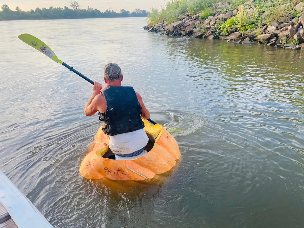 Duane Hansen aboard the pumpkin