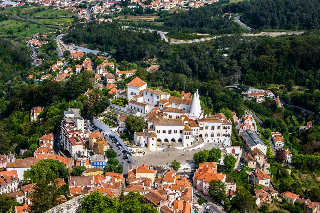 The town of Sintra, with the National Palace at center