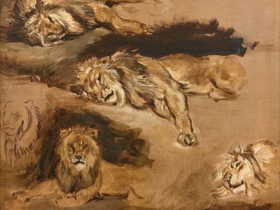 A section of Eug&egrave;ne Delacroix&#39;s&nbsp;Study of Reclining Lions