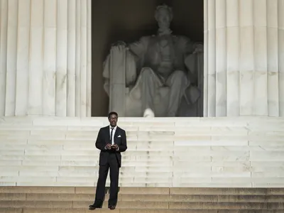 A still from the upcoming movie Rustin, which tells the story of Bayard Rustin, a key orchestrator behind the 1963 March on Washington for Jobs and Freedom.