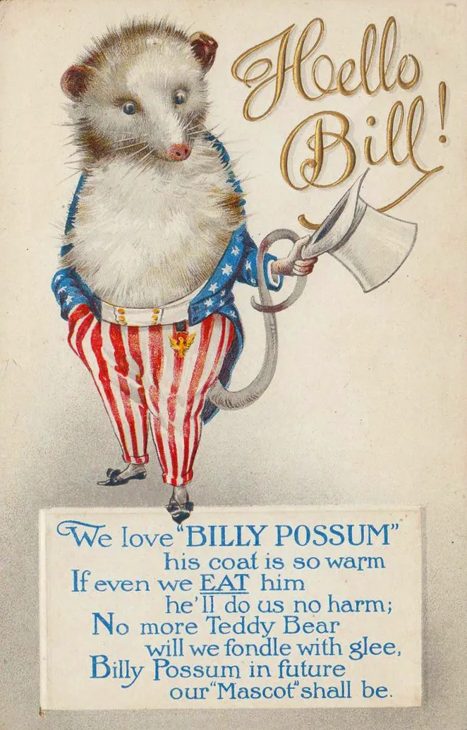 An advertisement for Billy Possum