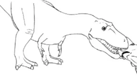 Part of a multi-step sequence by which Tyrannosaurus could have beheaded Triceratops, based on research by Fowler et al.