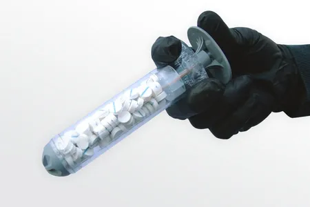The XStat is designed so that as many as 97 tiny sponges can be injected into open wounds to stop bleeding in seconds.