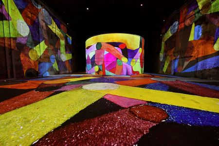 Works by German artist Paul Klee are projected on June 3, 2020, at the Bassins de Lumières digital art center in Bordeaux.