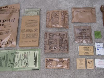 A typical U.S. Army Meal, Ready-to-Eat.
