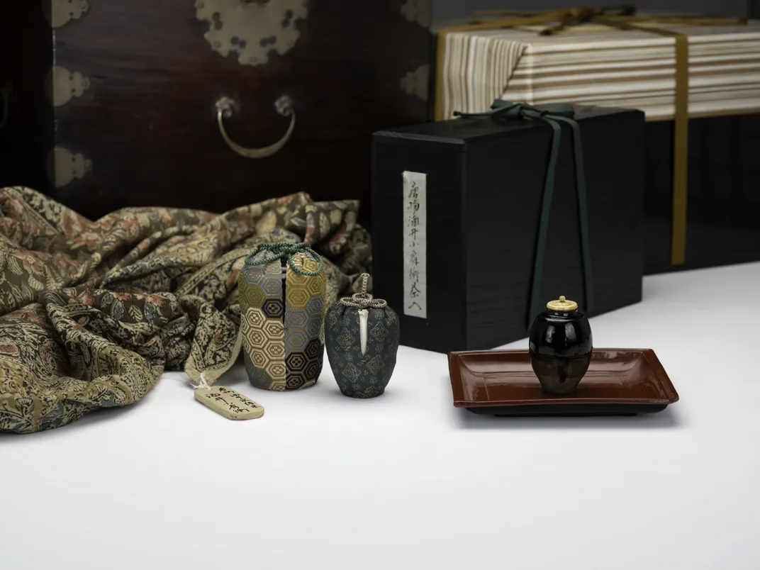 A collection of objects and utensils used in the practice of tea ceremonies