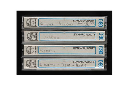 Audio cassettes of interviews with Jim Dine, Stephen Durkee, James Rosenquist, Andy Warhol, and Tom Wesselmann conducted by Gene Swenson, ca. 1963. Gene Swenson Papers, Archives of American Art, Smithsonian Institution.