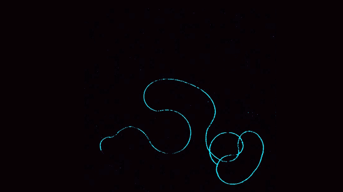 long wiggling string moving around
