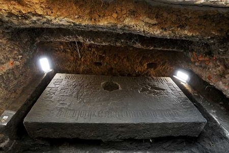 The tomb was discovered by construction workers near one of Mexico's largest cathedrals.