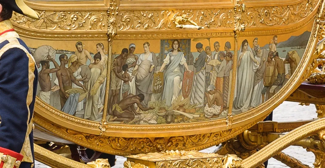A close-up view of the 1898 triptych