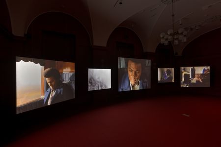 Five screen video installation