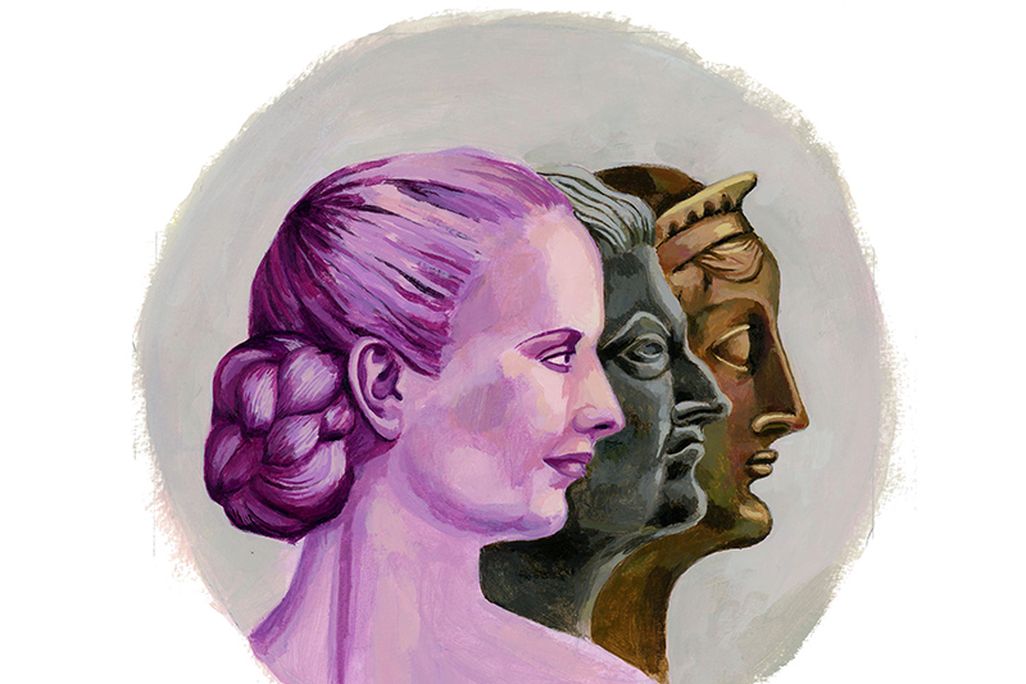 Women on coins illustration