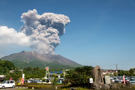 Sakurajima spews ash in this undated photo.