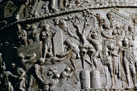 This detail from Rome's Trajan's Column hints at what the Roman soldiers who built the fort recently discovered near Trieste may have looked like. 