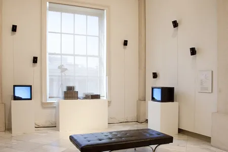 "Cloud Music" scans the skies about the Smithsonian American Art Museum's Lincoln Gallery and turns the clouds (and occasional flock of birds) into sound.
