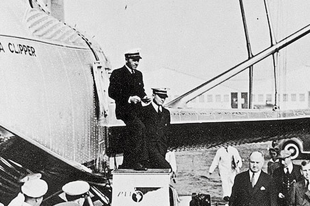 Thousands watched the China Clipper as it set off on the first trans-Pacific airmail flight on November 22, 1935.