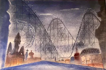 This watercolor portrayed what became the third-act curtain of the musical&nbsp;On the Town.