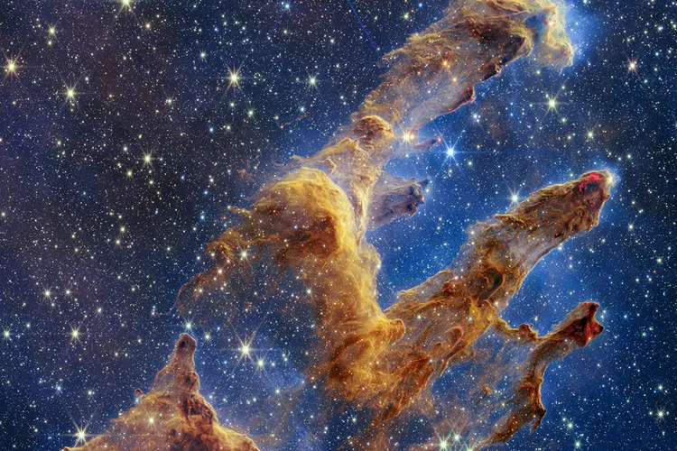 the pillars of creation—gas clouds in space that form pillars like three fingers
